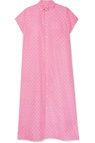 Shop Balenciaga Printed Cotton-poplin Shirt Dress In Baby Pink