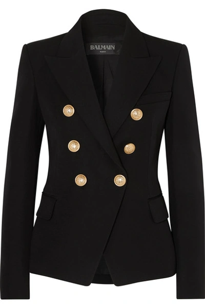 Balmain Wool Blazer With Iconic Metal Buttons In Black