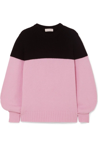 Shop Alexander Mcqueen Two-tone Ribbed Cashmere Sweater In Pink