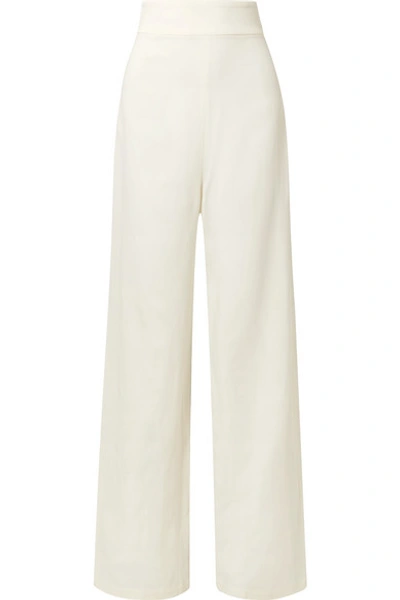Shop Adriana Degreas Crepe Wide-leg Pants In White