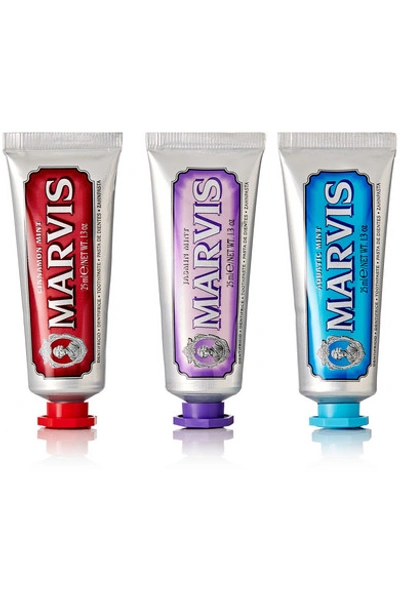Shop Marvis Cinnamon Mint, Jasmin Mint And Aquatic Mint Toothpaste, 3 X 25ml - One Size In Colorless