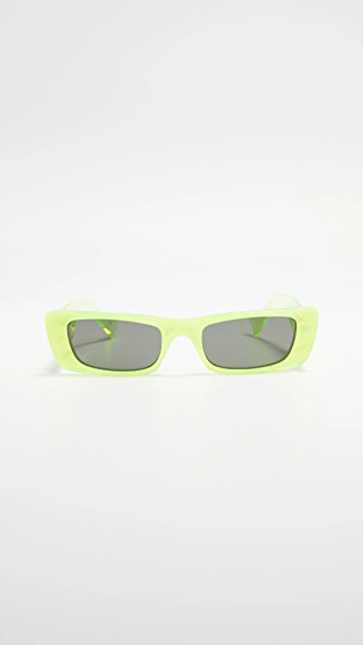 Gucci Fluo Narrow Acetate Rectangular Sunglasses in Gray