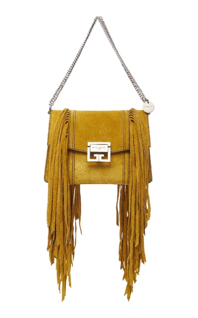 Shop Givenchy Gv3 Small Suede Bag In Yellow