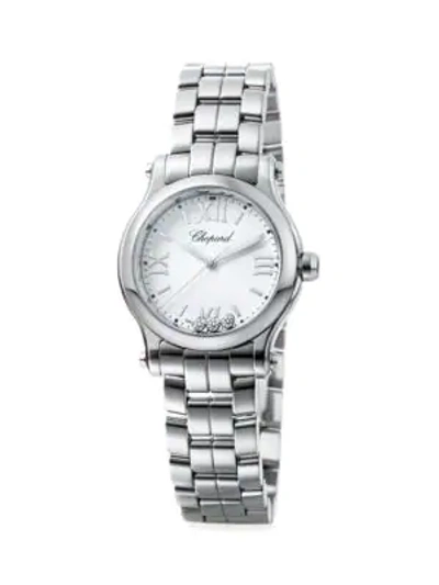 Shop Chopard Women's Happy Sport Stainless Steel & Diamond Bracelet Watch In Silver