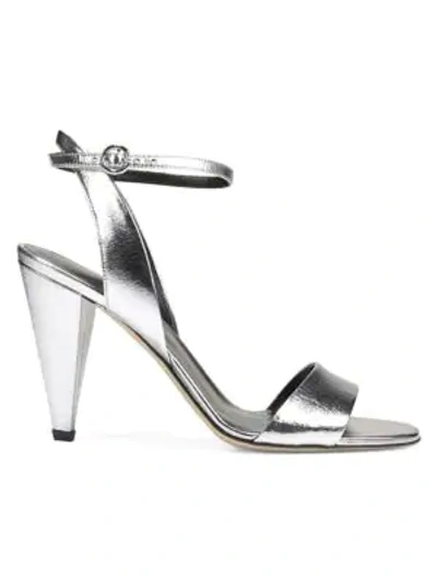 Shop Via Spiga Ria Metallic Leather Sandals In Silver