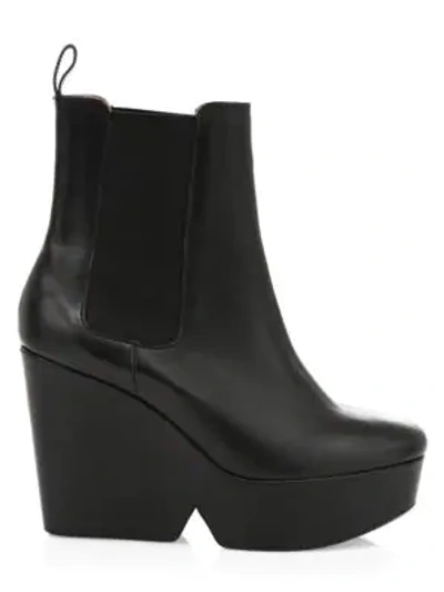 Shop Clergerie Beatrice 2 Leather Wedge Boots In Black Calf