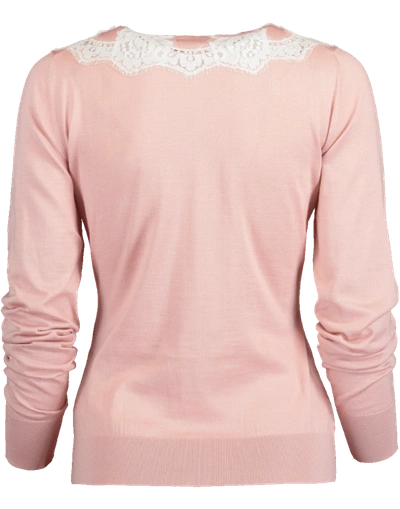 Shop Dolce & Gabbana Cashmere And Silk Cardigan With Lace Detail In Rosa