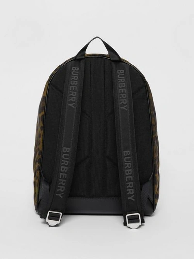 Shop Burberry Leopard Print Nylon Backpack In Khaki Green