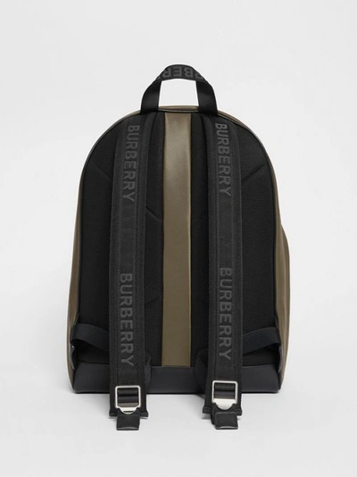 Shop Burberry Logo Print Nylon Backpack In Canvas Green