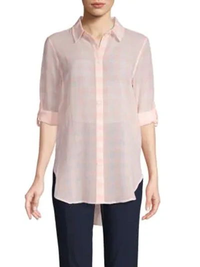 Shop Calvin Klein Gingham Button-front Shirt In Nectar White