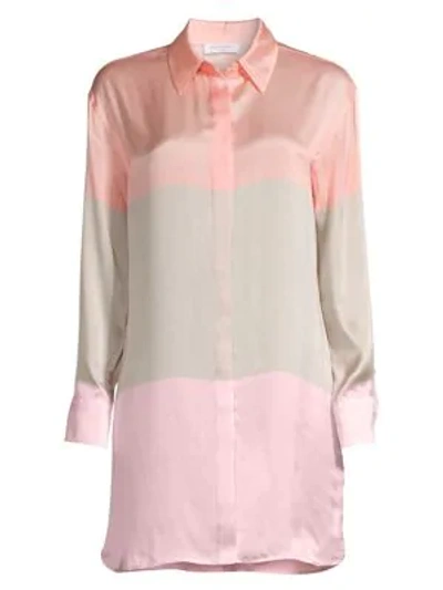 Shop Equipment Lacene Colorblock Silk Tunic In Rose Cloud