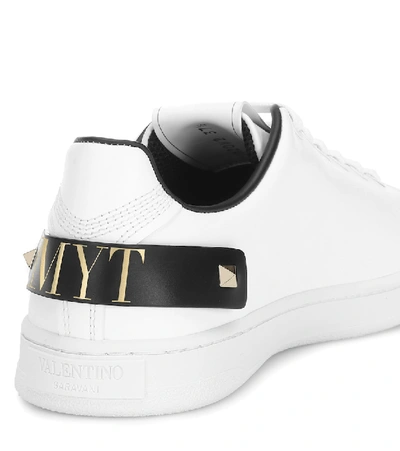 Shop Valentino Backnet Leather Sneakers In White