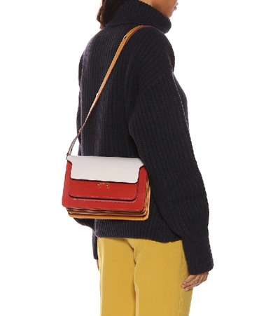 Shop Marni Trunk Leather Shoulder Bag In Multicoloured