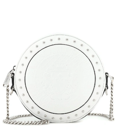 Shop Balmain Disco Leather Shoulder Bag In White