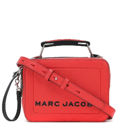 Shop Marc Jacobs The Box Small Leather Shoulder Bag In Red