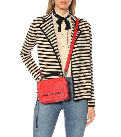 Shop Marc Jacobs The Box Small Leather Shoulder Bag In Red