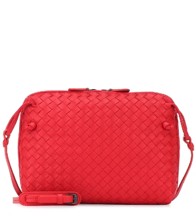 Shop Bottega Veneta Nodini Leather Crossbody Bag In Red