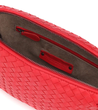 Shop Bottega Veneta Nodini Leather Crossbody Bag In Red