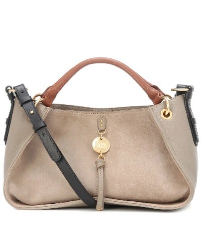 Shop See By Chloé Luce Medium Leather Shoulder Bag In Grey