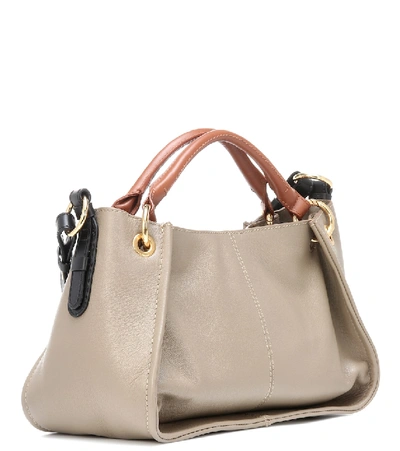 Shop See By Chloé Luce Medium Leather Shoulder Bag In Grey