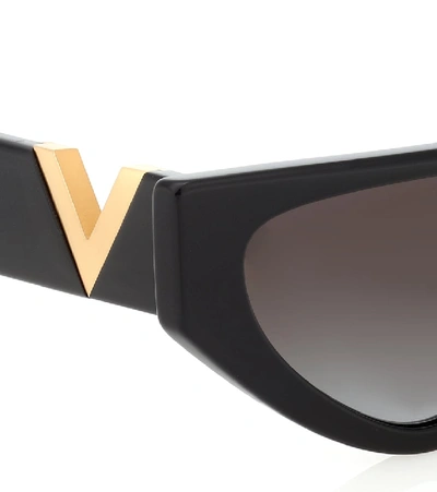 Shop Valentino Cat-eye Acetate Sunglasses In Black