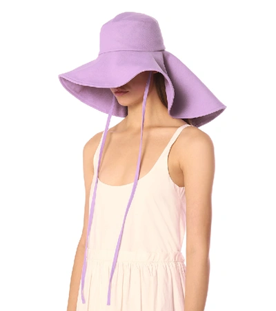 Shop Rejina Pyo Daisy Cotton-blend Denim Hat In Purple