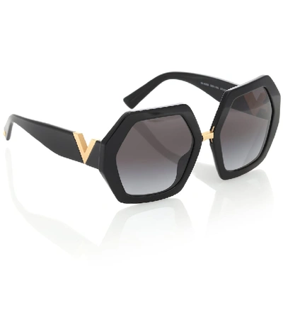 Shop Valentino Oversized Acetate Sunglasses In Black