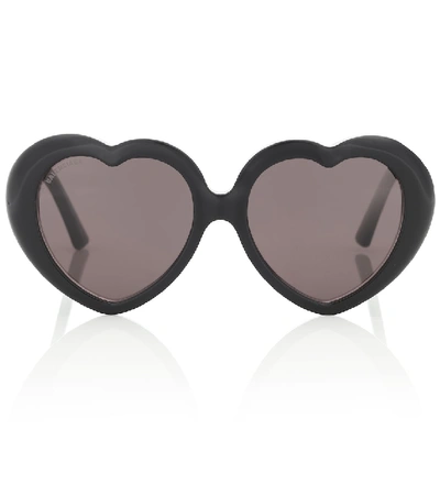Shop Balenciaga Susi Heart-shaped Sunglasses In Black