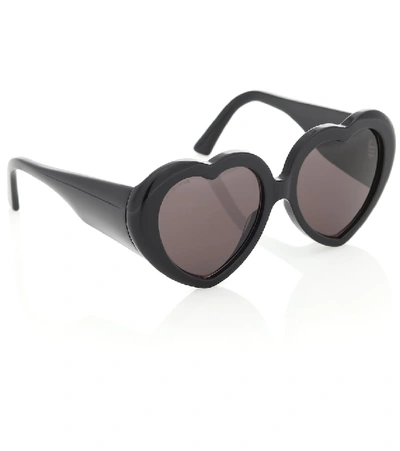 Shop Balenciaga Susi Heart-shaped Sunglasses In Black
