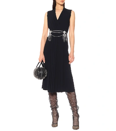 Shop Gucci Embellished Jersey Midi Dress In Black