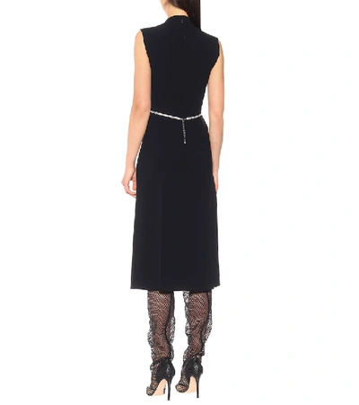 Shop Gucci Embellished Jersey Midi Dress In Black