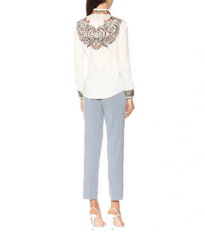 Shop Etro Printed Stretch-cotton Shirt In White