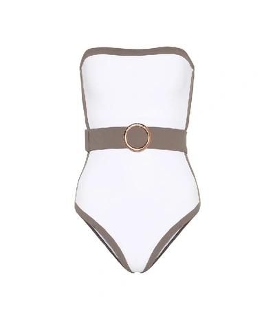 Shop Alexandra Miro Whitney Belted Swimsuit In White