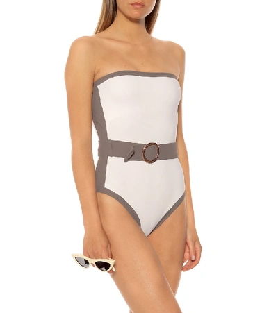 Shop Alexandra Miro Whitney Belted Swimsuit In White