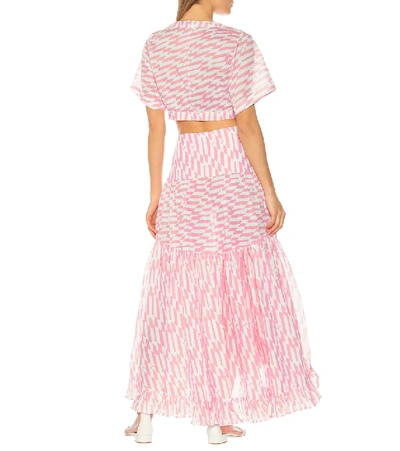 Shop Alexandra Miro Penelope Printed Cotton Maxi Skirt In Pink