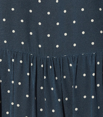 Shop Asceno Polka-dot Silk Crêpe Midi Dress In Blue