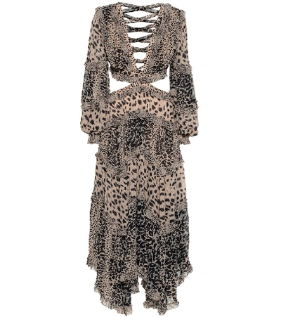 Shop Zimmermann Allia Leopard-print Cut-out Dress In Brown