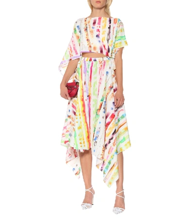 Shop Rosie Assoulin Triangle Cotton Poplin Midi Dress In Multicoloured