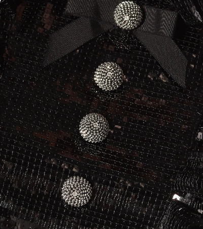 Shop Saint Laurent Sequined Velvet Minidress In Black