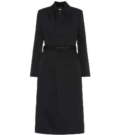Shop Balenciaga Hourglass Cotton Twill Trench Coat In Black