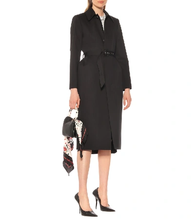 Shop Balenciaga Hourglass Cotton Twill Trench Coat In Black