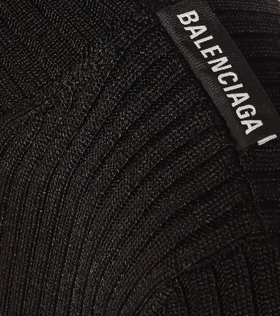 Shop Balenciaga Ribbed-knit Midi Dress In Black