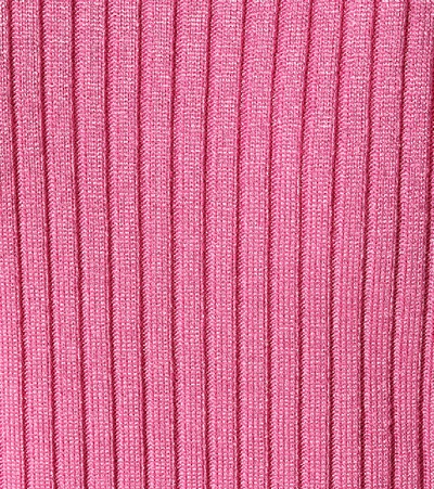 Shop Balenciaga Ribbed-knit Midi Dress In Pink