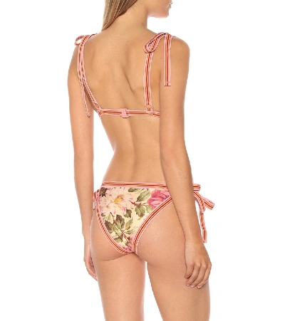 Shop Zimmermann Honour Floral Bikini Bottoms In Yellow