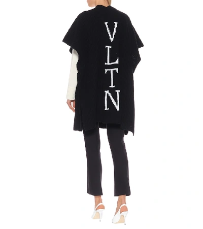 Shop Valentino Vltn Wool Cardigan In Black
