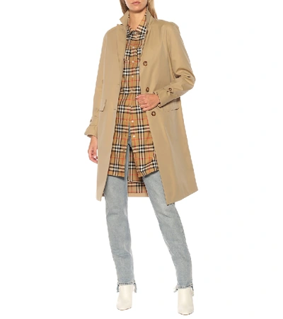 Shop Burberry Check Cotton Shirt In Beige