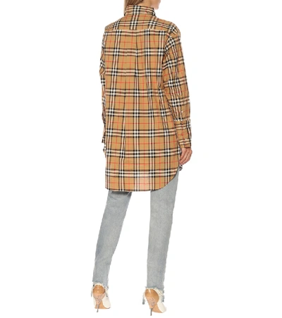 Shop Burberry Check Cotton Shirt In Beige