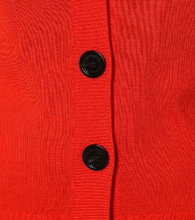 Shop Burberry Merino Wool Cardigan In Red