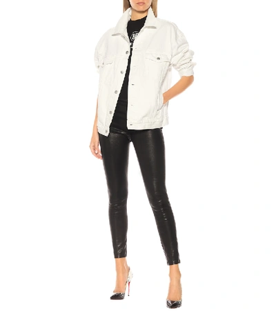 Shop Frame Le High Skinny Leather Pants In Black