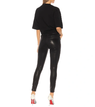 Shop Frame Le High Skinny Leather Pants In Black